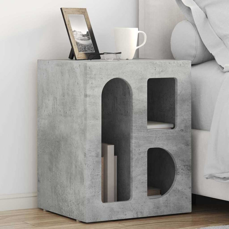 vidaXL Nachtkastje ELST 2 st Beton Grijs 40 x 35 x 50 cm Bewerkt hout vidaXL Nachtkastje ELST 2 st Beton Grijs 40 x 35 x 50 cm Bewerkt hout afbeelding 1