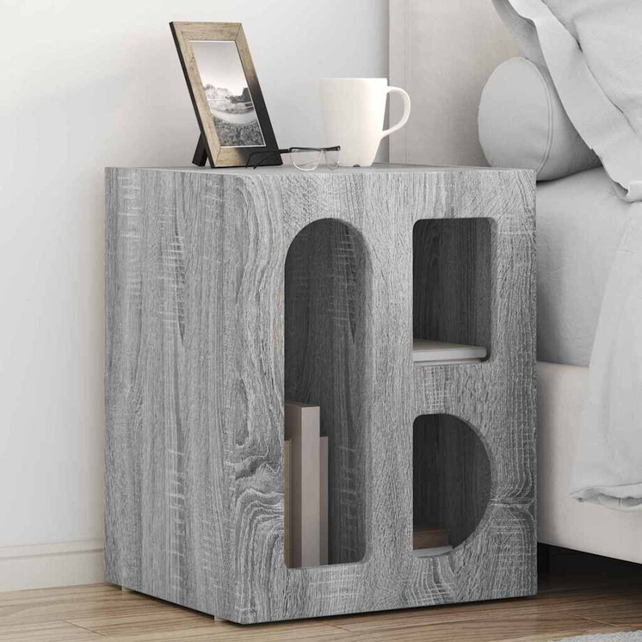 vidaXL Nachtkastje ELST Grijs Sonoma 40 x 35 x 50 cm Bewerkt hout afbeelding 1