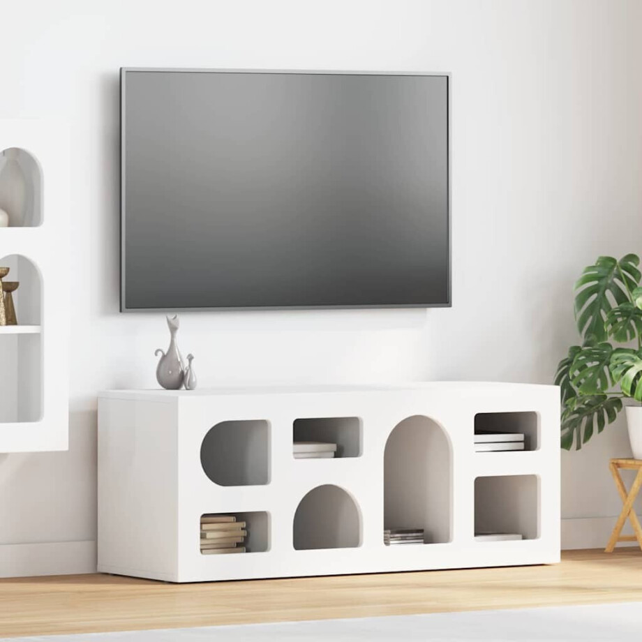 vidaXL TV-kast ELST 100 x 35 x 40 cm Wit Bewerkt hout vidaXL TV-kast ELST 100 x 35 x 40 cm Wit Bewerkt hout afbeelding 1