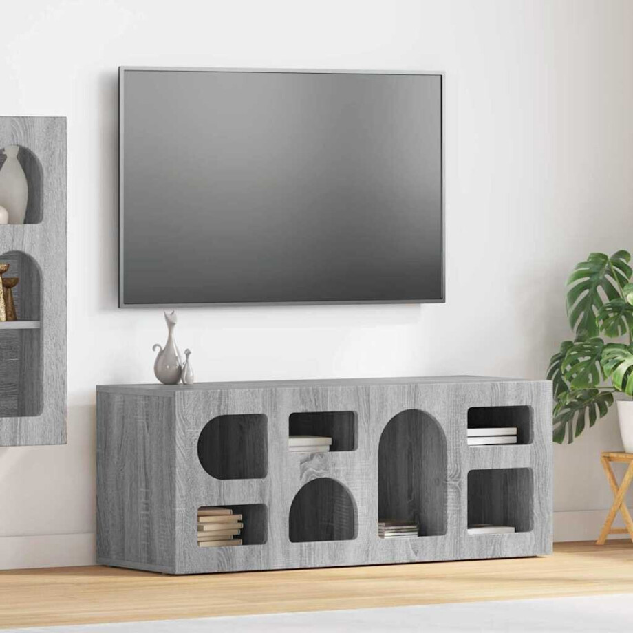 vidaXL TV-kast ELST 100 x 35 x 40 cm Grijs Sonoma Bewerkt hout vidaXL TV-kast ELST 100 x 35 x 40 cm Grijs Sonoma Bewerkt hout afbeelding 1
