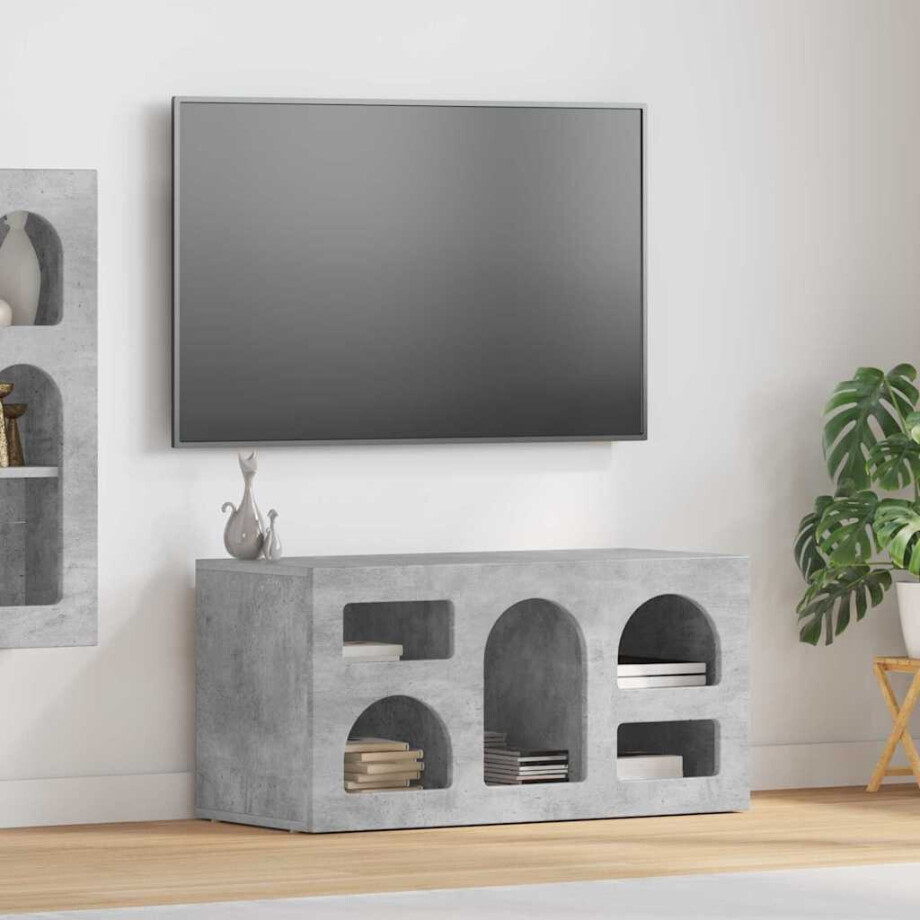 vidaXL TV-kast Beton Grijs 80 x 35 x 40 cm Bewerkt hout afbeelding 1