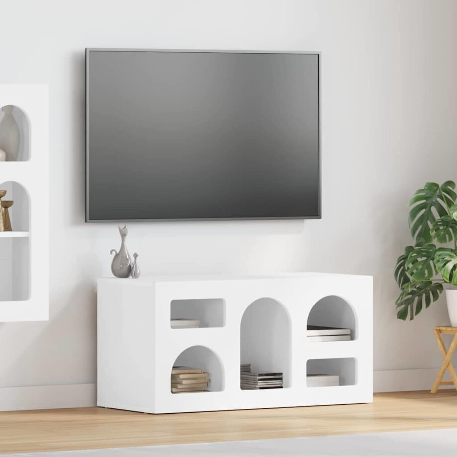 vidaXL TV-kast Hoogglans wit 80 x 35 x 40 cm Bewerkt hout afbeelding 1