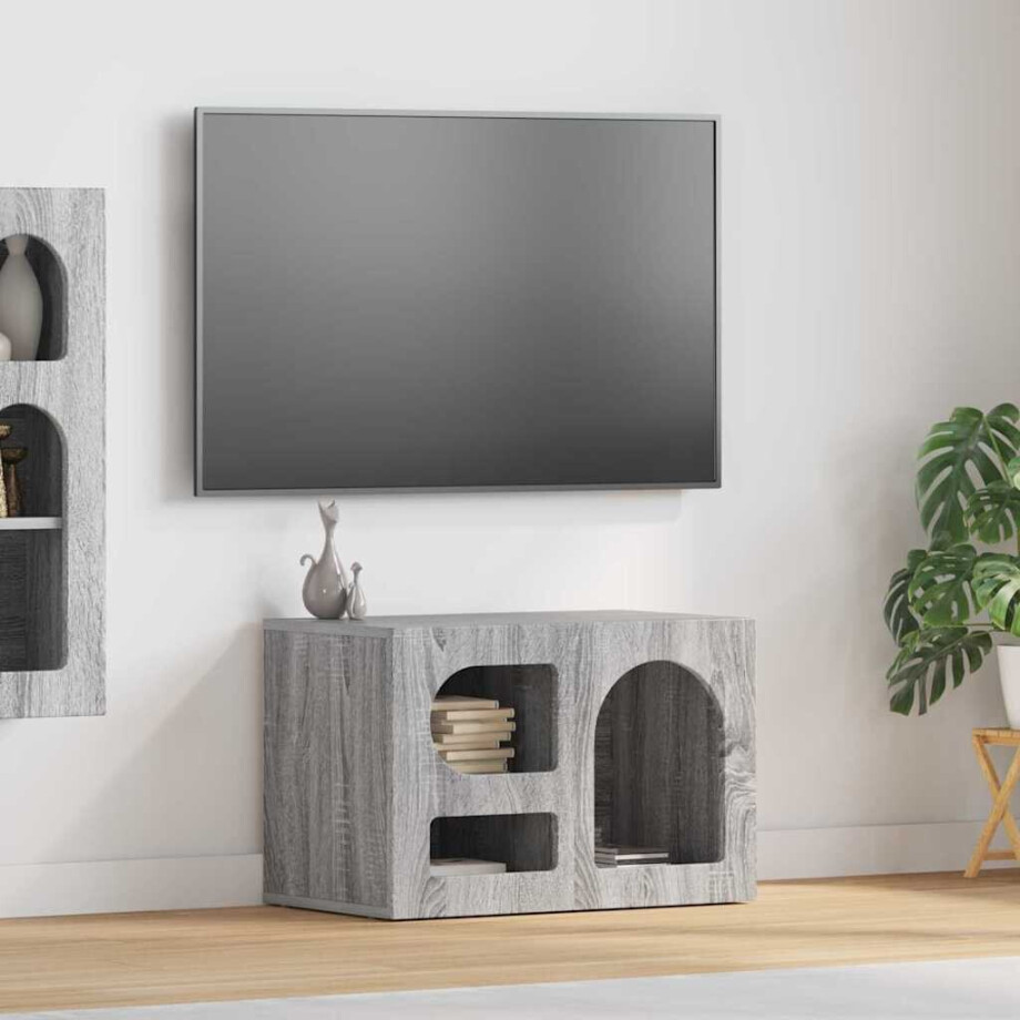 vidaXL TV-kast ELST 60 x 35 x 40 cm Grijs Sonoma Bewerkt hout vidaXL TV-kast ELST 60 x 35 x 40 cm Grijs Sonoma Bewerkt hout afbeelding 1