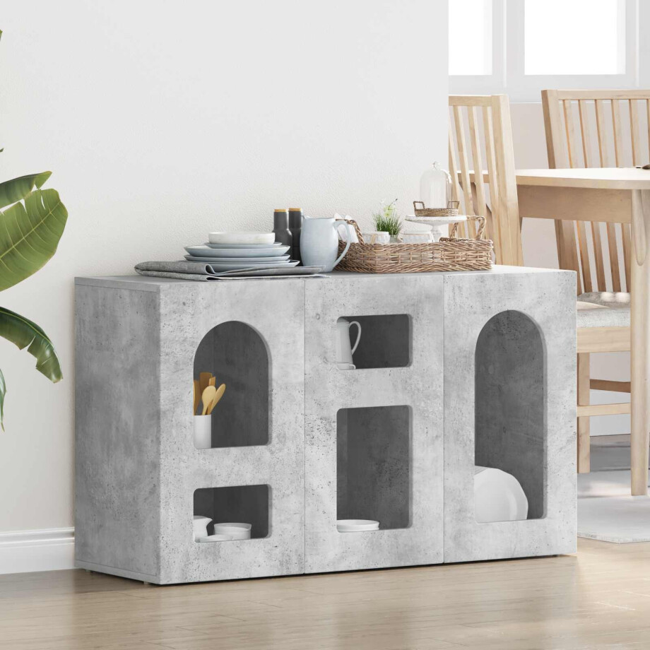 vidaXL Dressoir ELST Beton Grijs 100 x 35 x 59 cm Bewerkt hout afbeelding 1