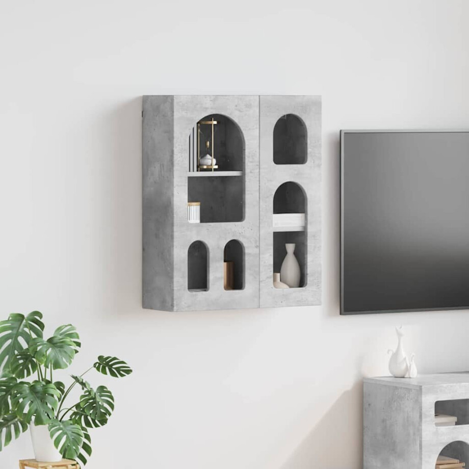 vidaXL Hangkast ELST Beton Grijs 59 x 20 x 71.5 cm Bewerkt hout afbeelding 1