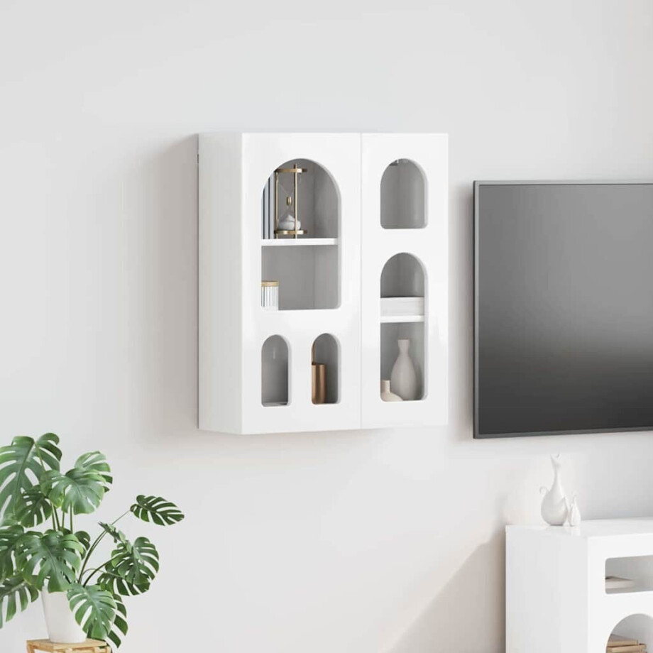vidaXL Hangkast ELST Hoogglans wit 59 x 20 x 71.5 cm Bewerkt hout afbeelding 1