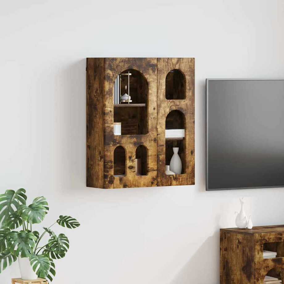 vidaXL Hangkast ELST Gerookt eiken 59 x 20 x 71.5 cm Bewerkt hout vidaXL Hangkast ELST Gerookt eiken 59 x 20 x 71.5 cm Bewerkt hout afbeelding 1