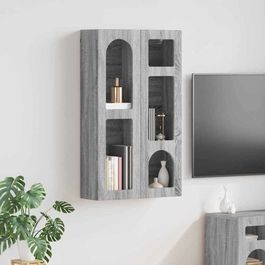 vidaXL Hangkast met plank Grijs Sonoma 59 x 20 x 100 cm Bewerkt hout afbeelding 1