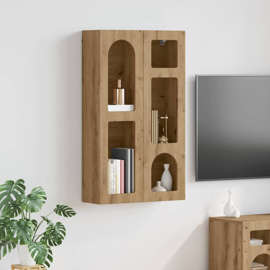 vidaXL Hangkast met plank Artisan Eiken 59 x 20 x 100 cm Bewerkt hout afbeelding 1