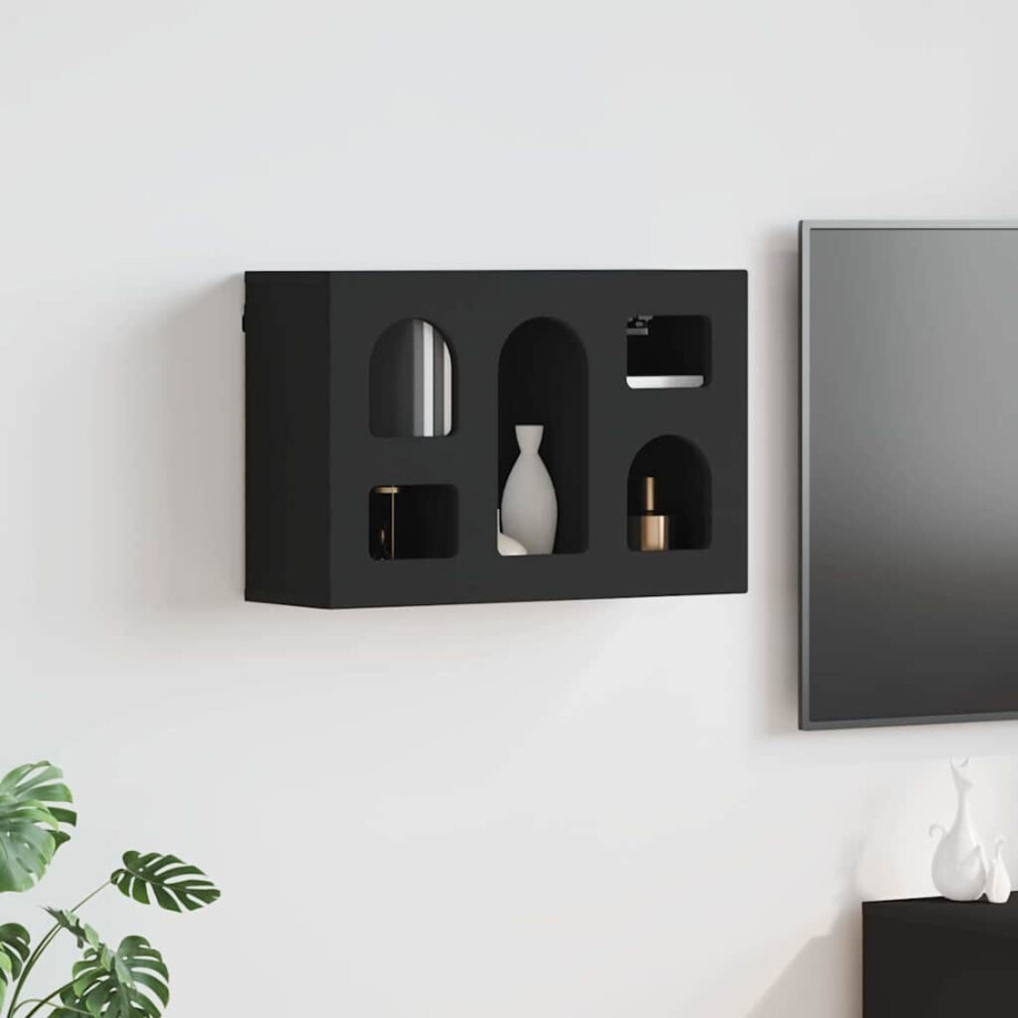 vidaXL Hangkast met plank Zwart 60 x 20 x 40 cm Bewerkt hout afbeelding 1