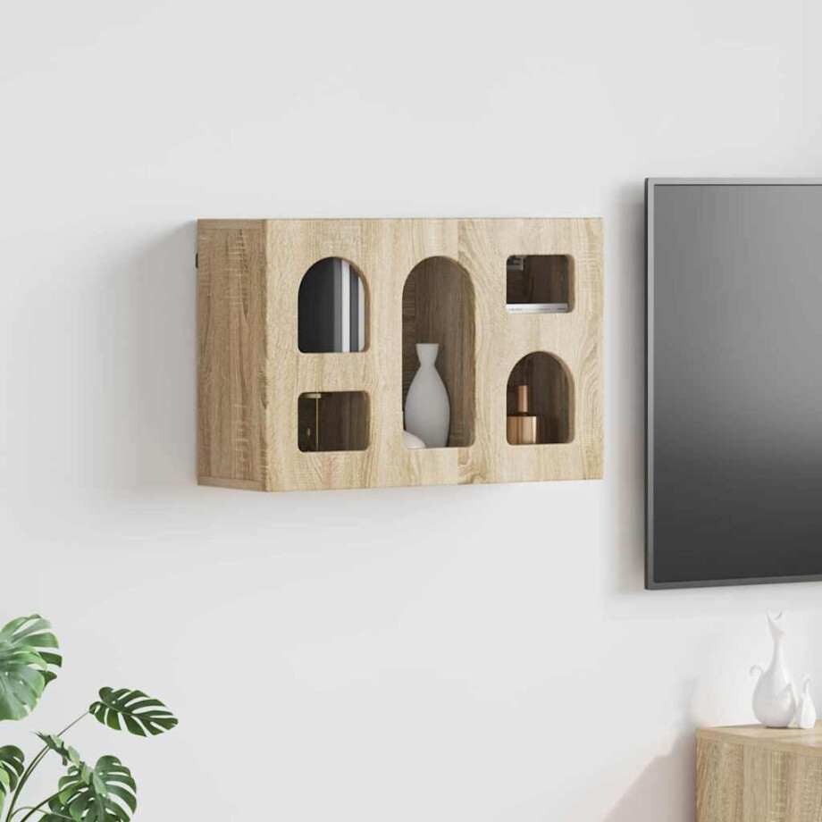 vidaXL Hangkast met plank Sonoma Eiken 60 x 20 x 40 cm Bewerkt hout afbeelding 1