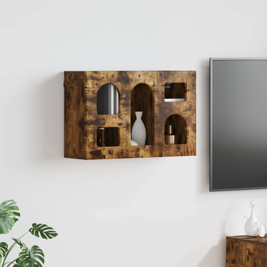 vidaXL Hangkast met plank Gerookt eiken 60 x 20 x 40 cm Bewerkt hout afbeelding 1