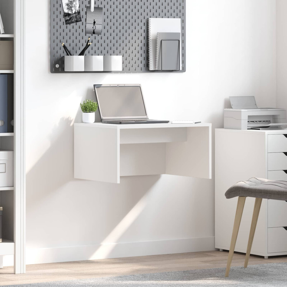 vidaXL Wandbureau Wandgemonteerd Wit 60 x 45 x 30 cm Bewerkt hout vidaXL Wandbureau Wandgemonteerd Wit 60 x 45 x 30 cm Bewerkt hout afbeelding 1