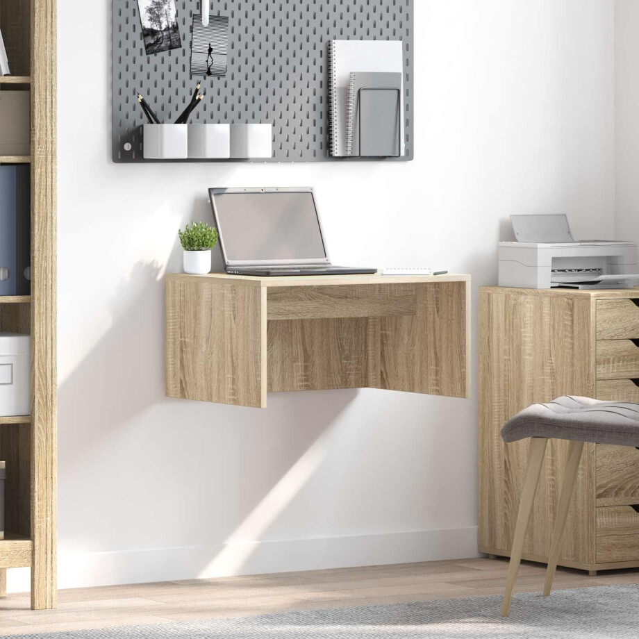 vidaXL Wandbureau met opslag Sonoma Eiken 60 x 45 x 30 cm Bewerkt hout vidaXL Wandbureau met opslag Sonoma Eiken 60 x 45 x 30 cm Bewerkt hout afbeelding 1