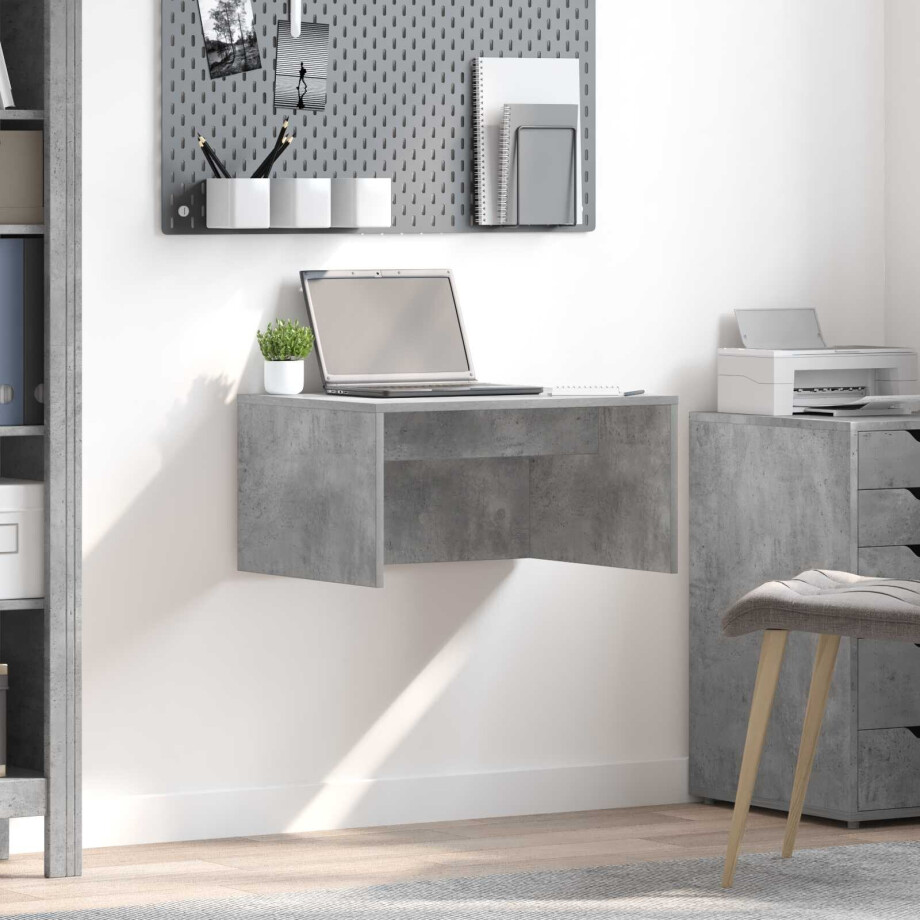 vidaXL Wandbureau met opslag Beton Grijs 60 x 45 x 30 cm Bewerkt hout vidaXL Wandbureau met opslag Beton Grijs 60 x 45 x 30 cm Bewerkt hout afbeelding 1