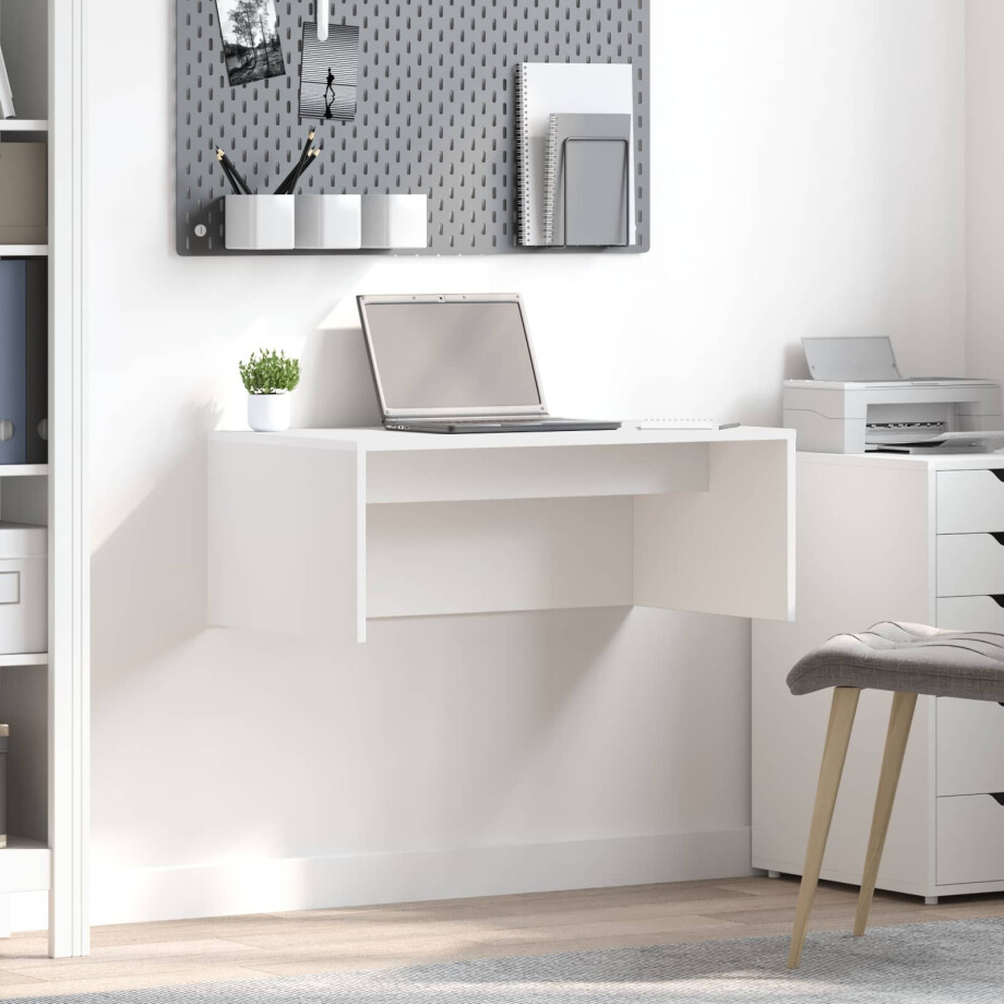 vidaXL Wandbureau Wandgemonteerd Wit 80 x 45 x 30 cm Bewerkt hout vidaXL Wandbureau Wandgemonteerd Wit 80 x 45 x 30 cm Bewerkt hout afbeelding 1