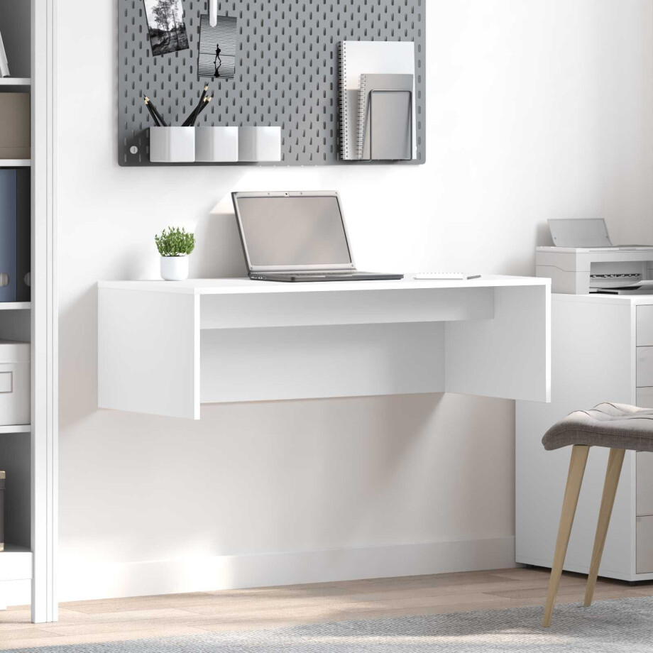 vidaXL Wandbureau Wandgemonteerd Wit 100 x 45 x 30 cm Bewerkt hout vidaXL Wandbureau Wandgemonteerd Wit 100 x 45 x 30 cm Bewerkt hout afbeelding 1