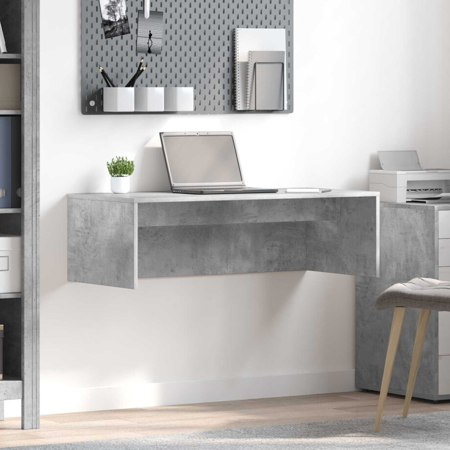 vidaXL Wandbureau met opslag Beton Grijs 100 x 45 x 30 cm Bewerkt hout vidaXL Wandbureau met opslag Beton Grijs 100 x 45 x 30 cm Bewerkt hout afbeelding 1