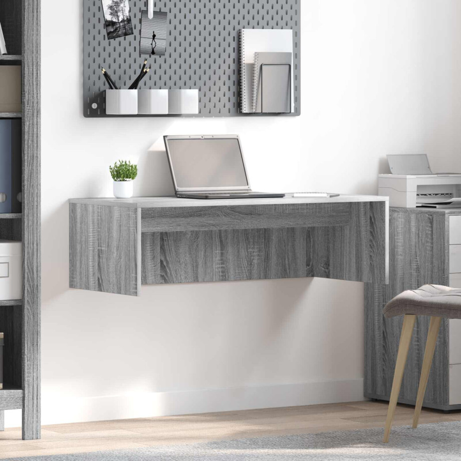 vidaXL Wandbureau Grijs Sonoma 100 x 45 x 30 cm Bewerkt hout vidaXL Wandbureau Grijs Sonoma 100 x 45 x 30 cm Bewerkt hout afbeelding 1