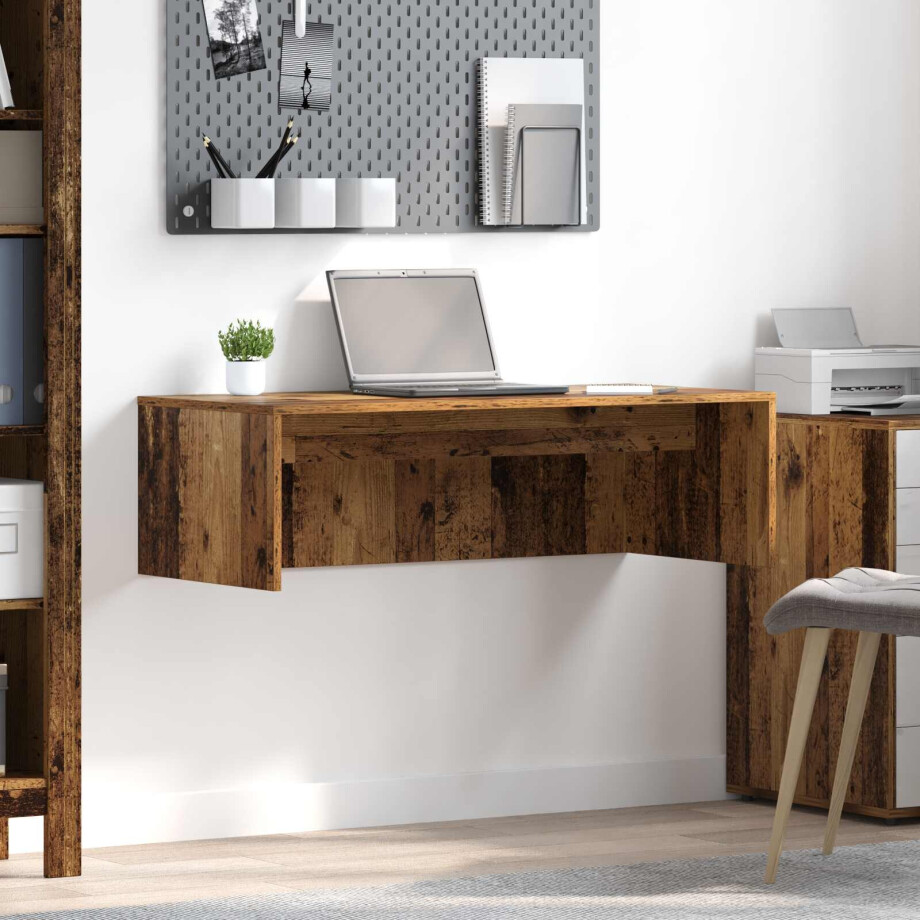 vidaXL Wandbureau met opslag Oud Hout 100 x 45 x 30 cm Bewerkt hout vidaXL Wandbureau met opslag Oud Hout 100 x 45 x 30 cm Bewerkt hout afbeelding 1