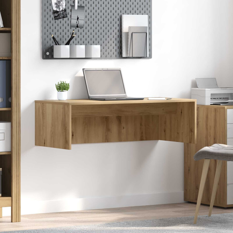 vidaXL Wandbureau Artisan Eiken 100 x 45 x 30 cm Bewerkt hout vidaXL Wandbureau Artisan Eiken 100 x 45 x 30 cm Bewerkt hout afbeelding 1