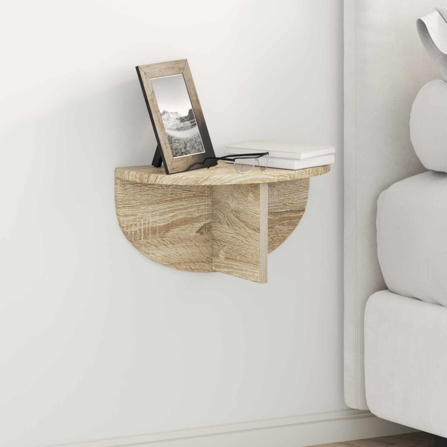 vidaXL Wandplank 2 pcs Sonoma Eiken 38 x 19 x 19 cm Bewerkt hout afbeelding 1