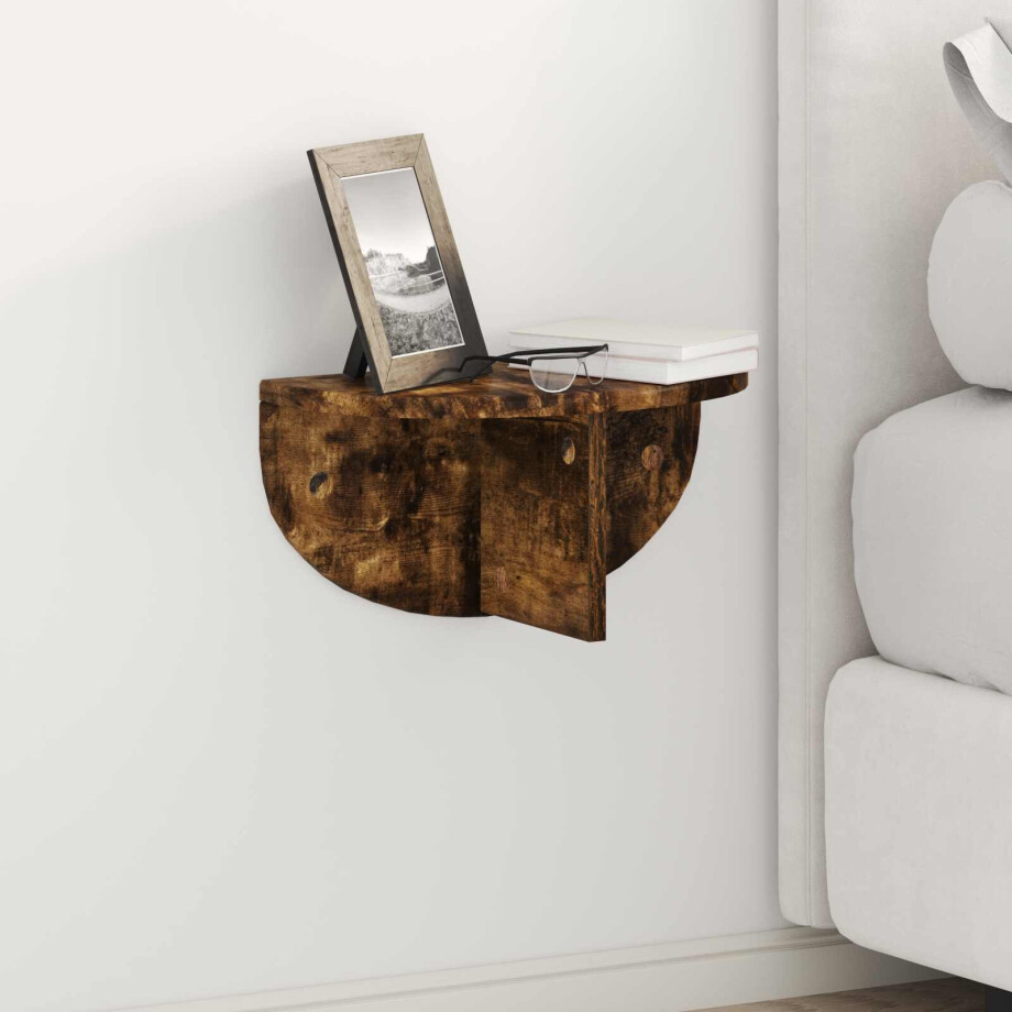 vidaXL Wandplank Gerookt eiken 38 x 19 x 19 cm Bewerkt hout vidaXL Wandplank Gerookt eiken 38 x 19 x 19 cm Bewerkt hout afbeelding 1