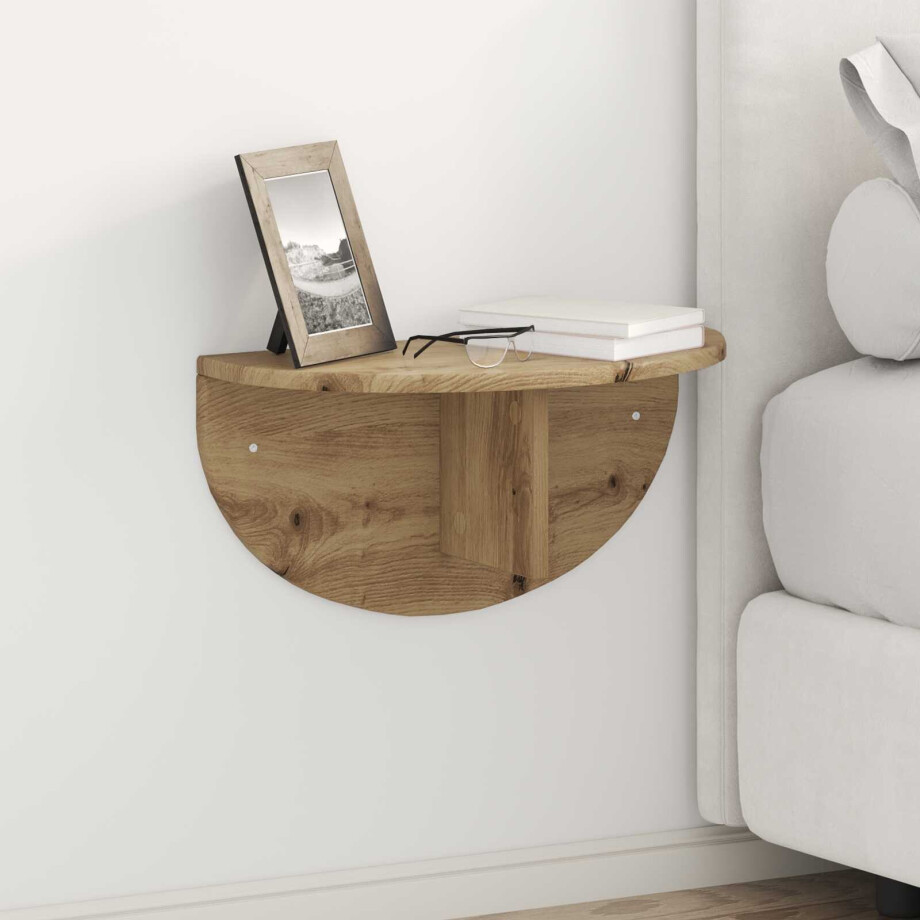 vidaXL Wandplank Artisan Eiken 48 x 24 x 24 cm Bewerkt hout afbeelding 1
