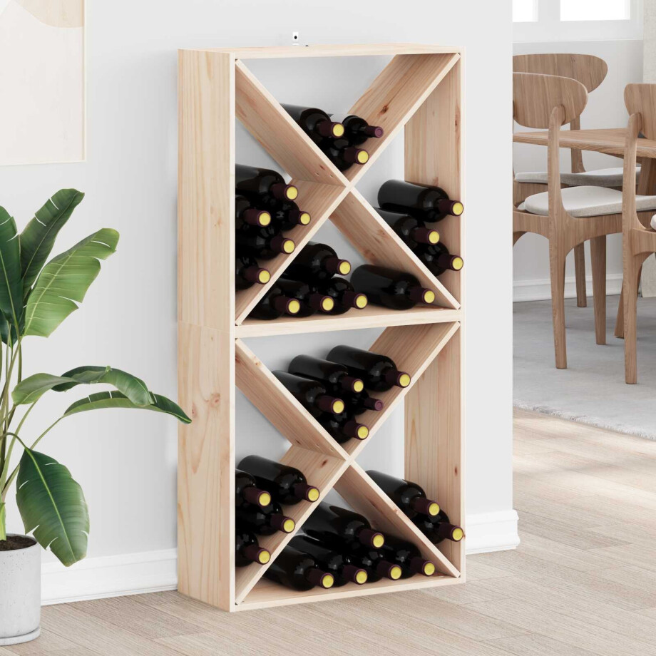 vidaXL Wijnrek 2 pcs Naturel 62 x 25 x 62 cm Massief grenenhout afbeelding 1
