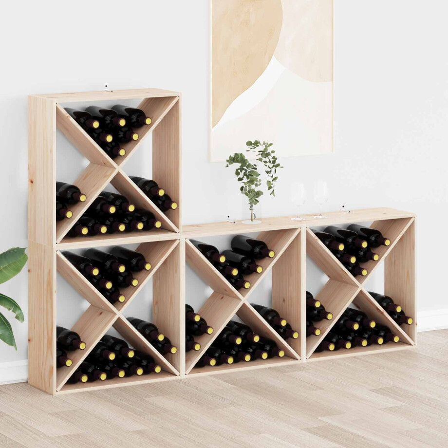 vidaXL Wijnrek 4 pcs Naturel 62 x 25 x 62 cm Massief grenenhout afbeelding 1