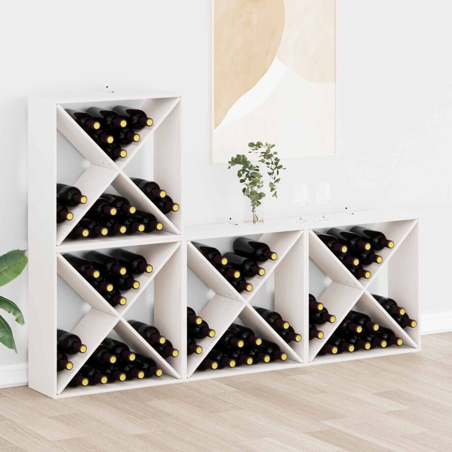 vidaXL Wijnrek 4 pcs Wit 62 x 25 x 62 cm Massief grenenhout vidaXL Wijnrek 4 pcs Wit 62 x 25 x 62 cm Massief grenenhout afbeelding 1