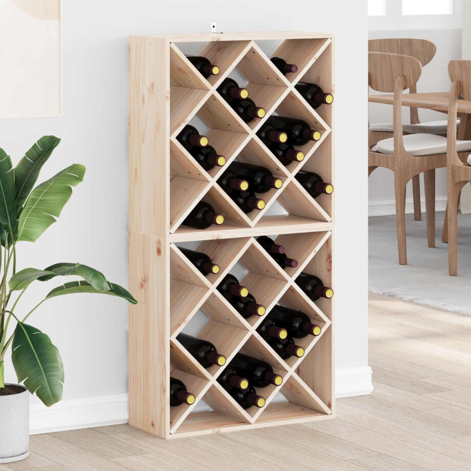 vidaXL Wijnrek 2 pcs Naturel 62 x 25 x 62 cm Massief grenenhout vidaXL Wijnrek 2 pcs Naturel 62 x 25 x 62 cm Massief grenenhout afbeelding 1