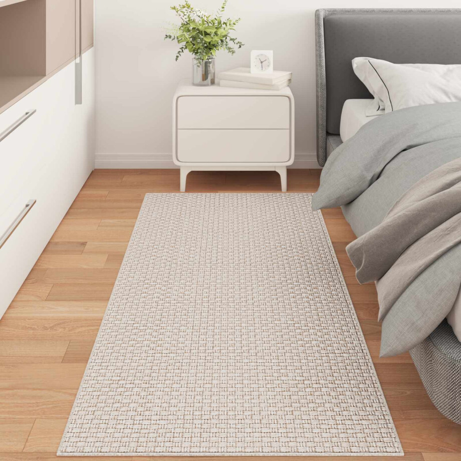 vidaXL Vloerkleden Rechthoekig FARO Crème 150 x 80 cm Polyester afbeelding 1