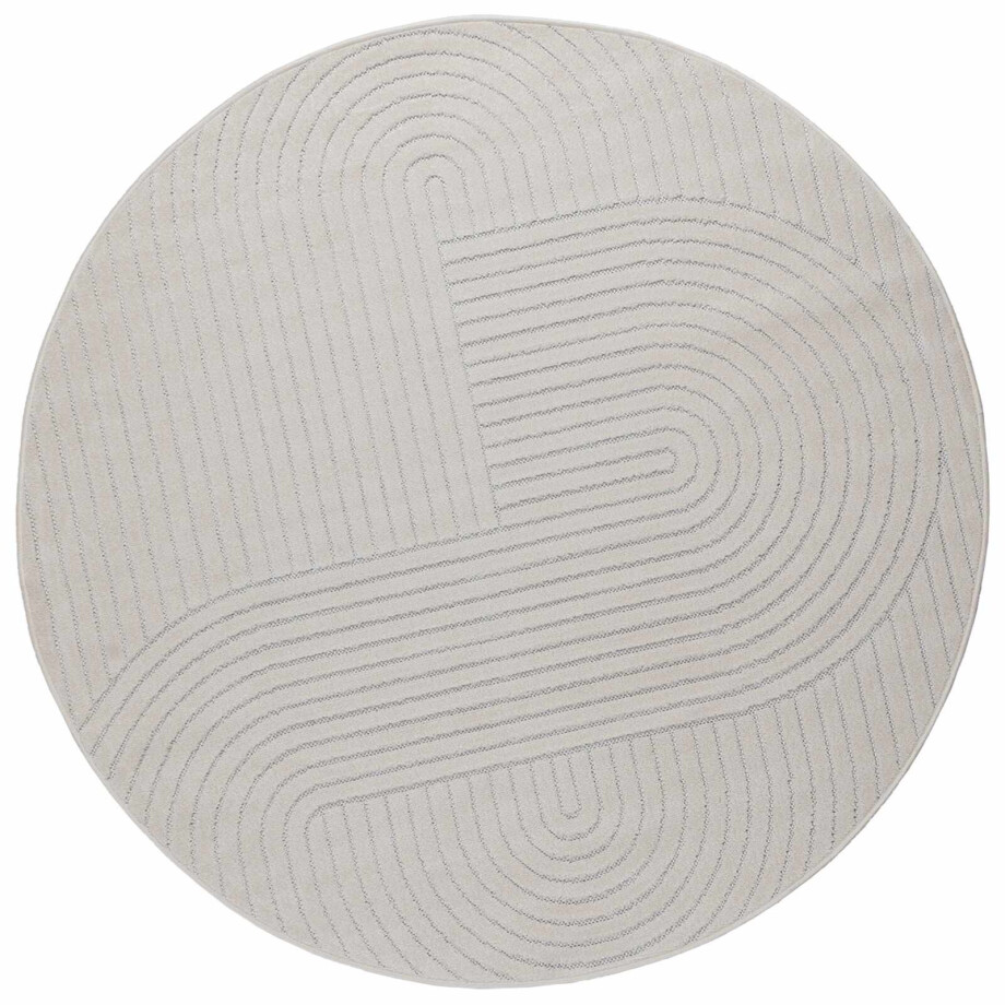 vidaXL Vloerkleden Rond PALMERAS Crème Ø 200 CM Polyester afbeelding 1
