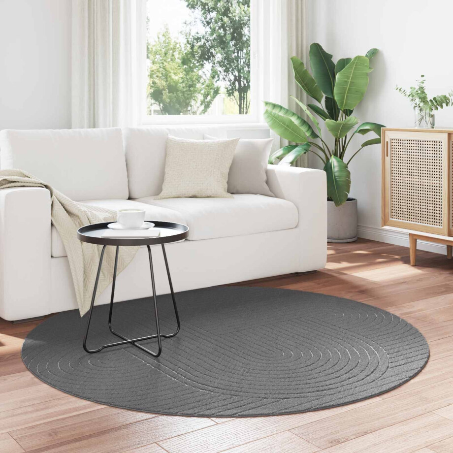 vidaXL Vloerkleden Rond PALMERAS Antraciet Ø 120 CM Polyester afbeelding 1