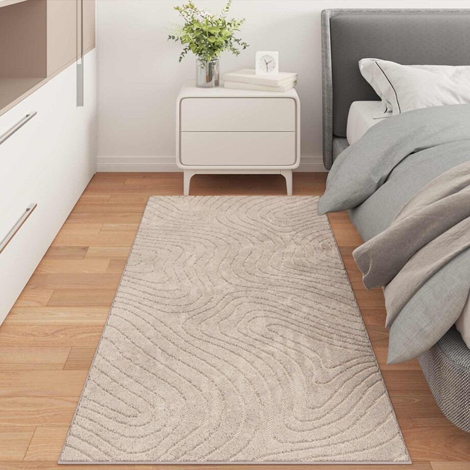 vidaXL Vloerkleden Rechthoekig PALMERAS Beige 80 x 200 cm Polyester afbeelding 1
