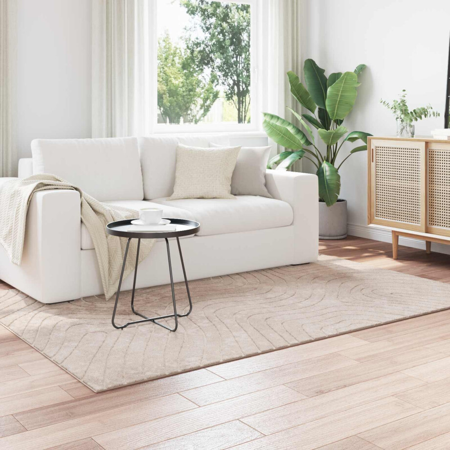 vidaXL Vloerkleden Rechthoekig PALMERAS Beige 140 x 200 cm Polyester afbeelding 1