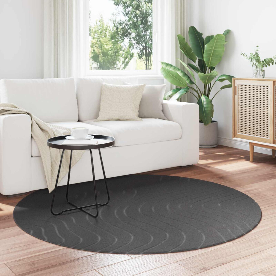 vidaXL Vloerkleden Rond PALMERAS Antraciet Ø 160 CM Polyester afbeelding 1