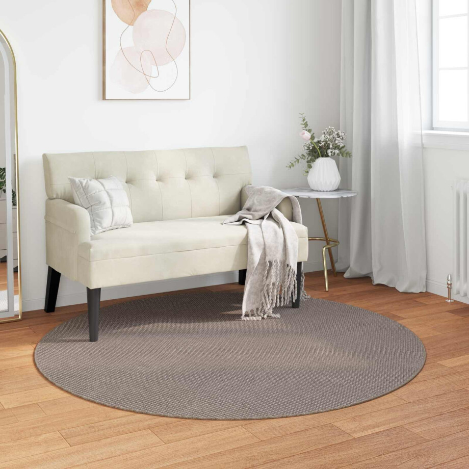 vidaXL Vloerkleden Rond LUGO Taupe Ø 160 CM Polyester afbeelding 1
