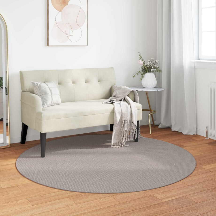 vidaXL Vloerkleden Rond LUGO Crème en Taupe Ø 120 CM Polyester afbeelding 1