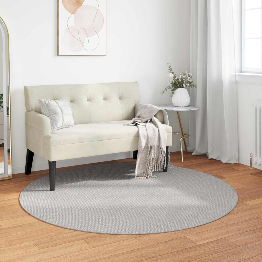vidaXL Vloerkleden Rond LUGO Crème en Grijs Ø 160 CM Polyester afbeelding 1