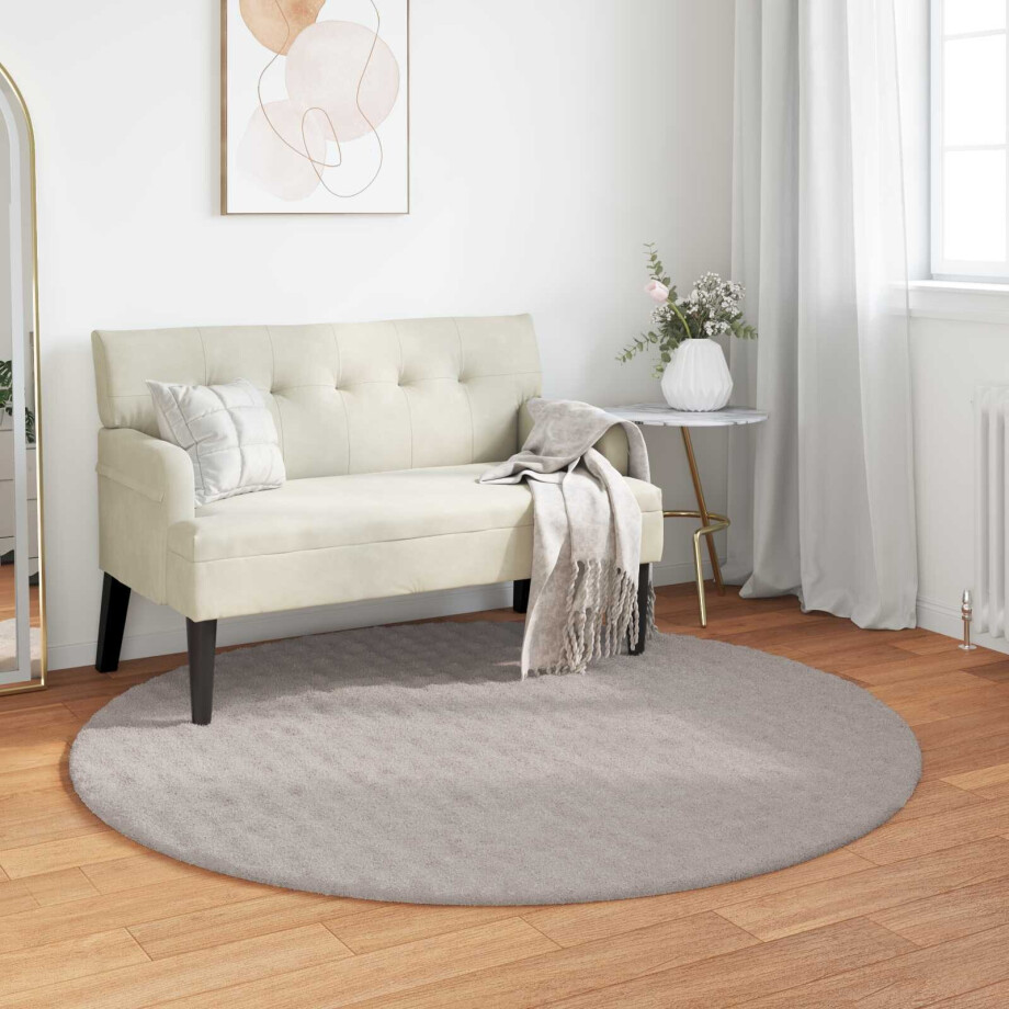vidaXL Vloerkleden Rond SIROLO Zand Ø 120 CM Polyester afbeelding 1