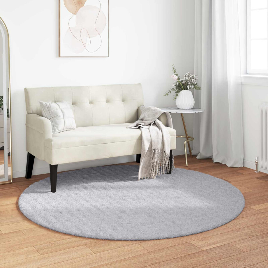 vidaXL Vloerkleden Rond SIROLO Grijs Ø 120 CM Polyester afbeelding 1