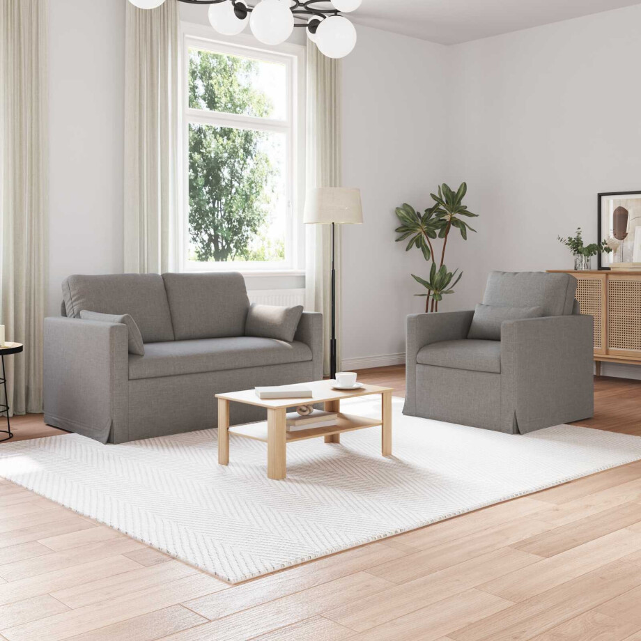 vidaXL Bankstel 2 pcs Taupe 139 x 78 x 80 cm Stof afbeelding 1