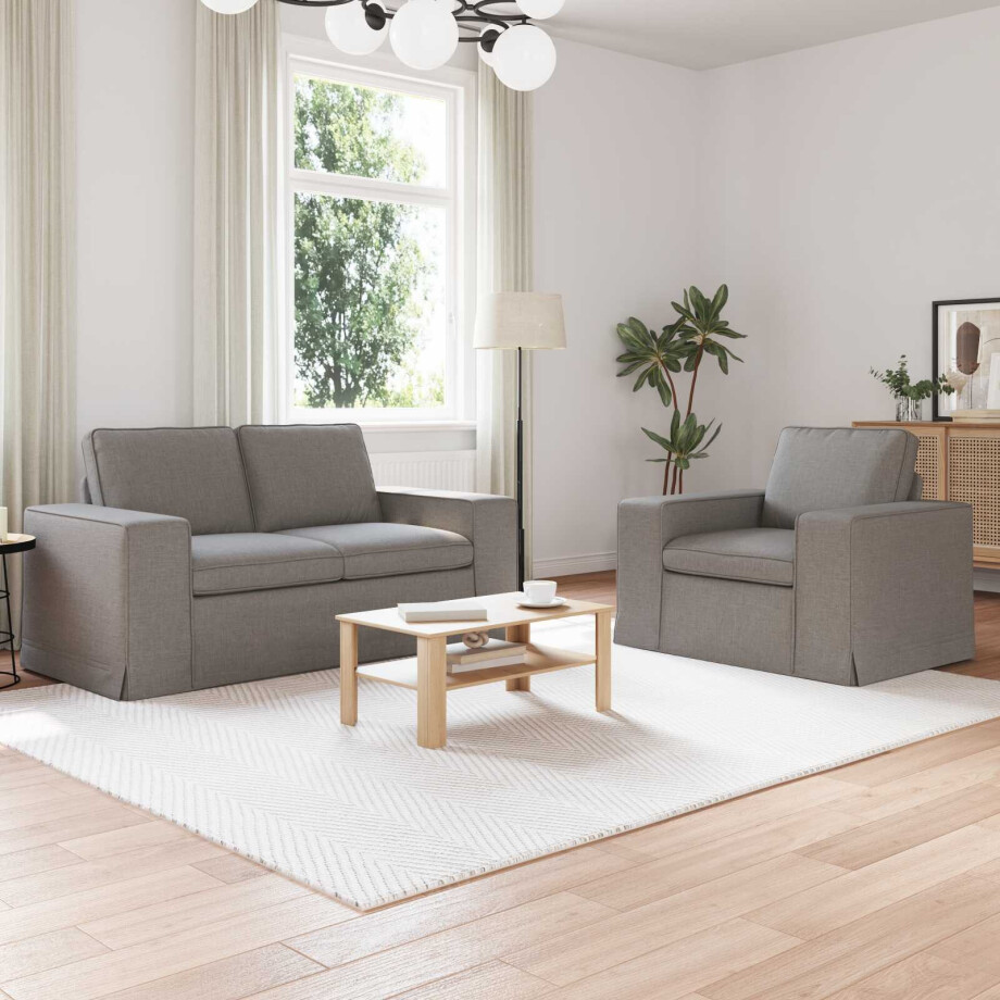 vidaXL Bankstel 2 pcs Taupe 162 x 80 x 82 cm Stof afbeelding 1
