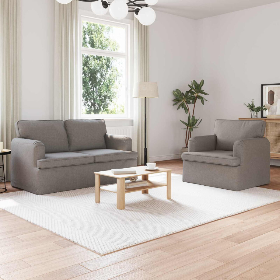 vidaXL Bankstel 2 pcs Taupe 144 x 80 x 85 cm Stof afbeelding 1