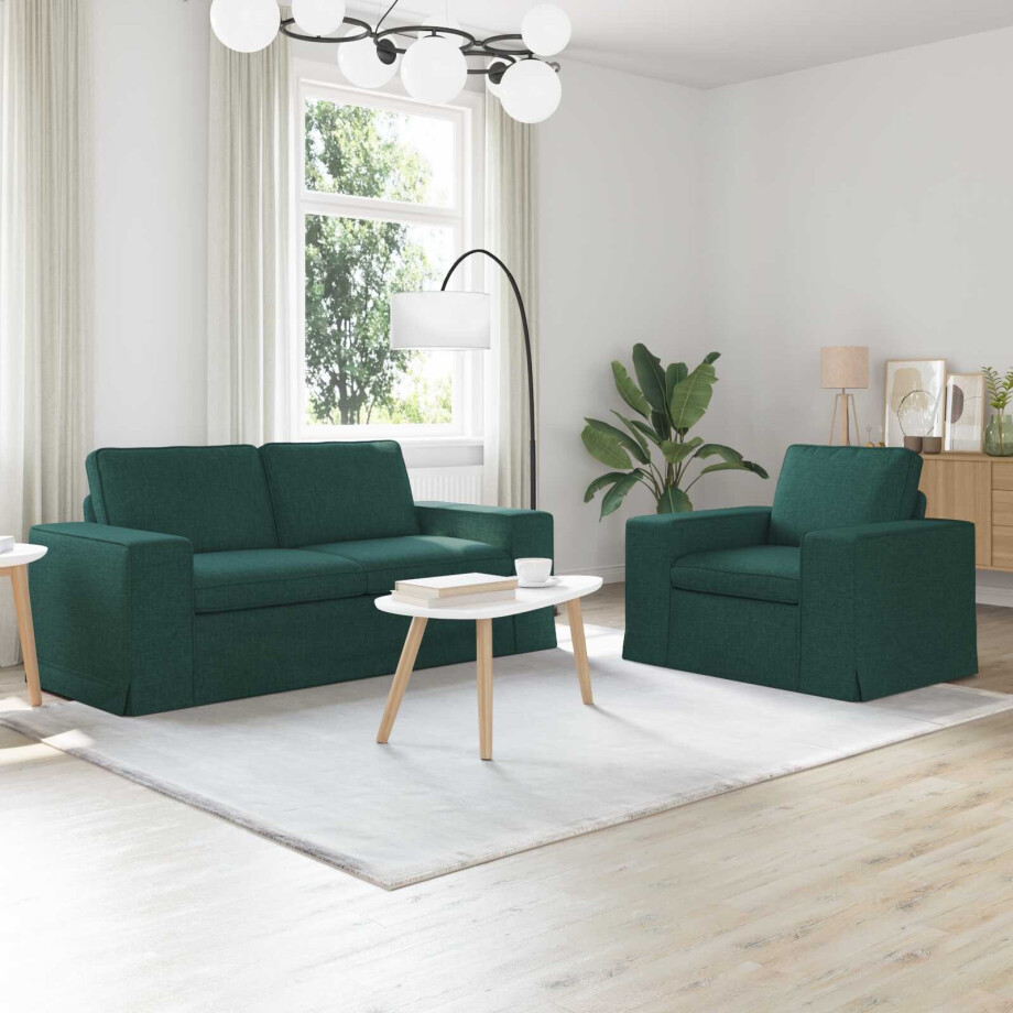 vidaXL Bankstel 2 pcs Donkergroen 182 x 80 x 82 cm Stof afbeelding 1