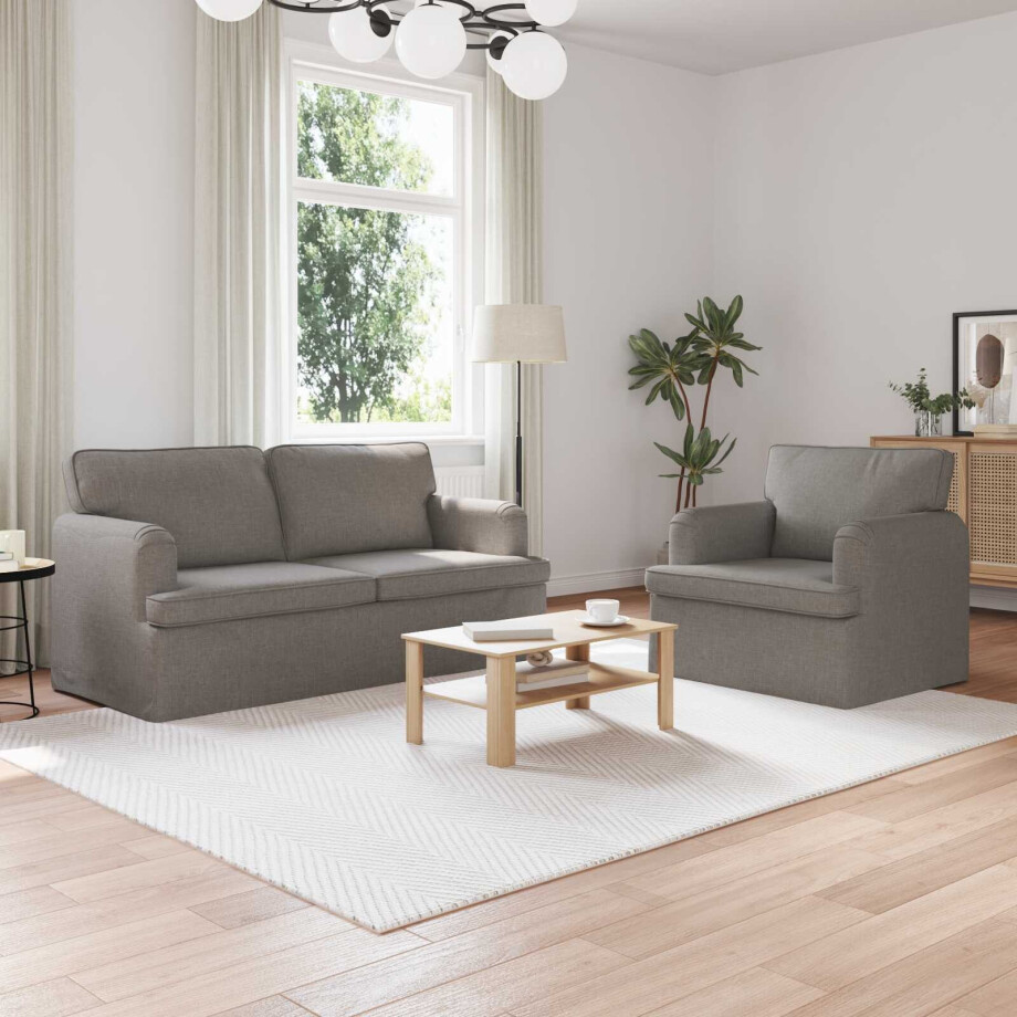 vidaXL Bankstel 2 pcs Taupe 162 x 80 x 85 cm Stof afbeelding 1