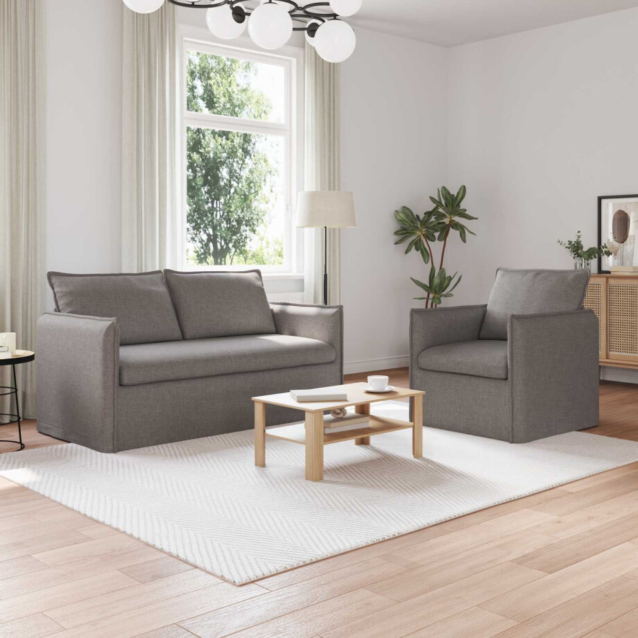 vidaXL Bankstel 2 pcs Taupe 156 x 82 x 85 cm Stof afbeelding 1