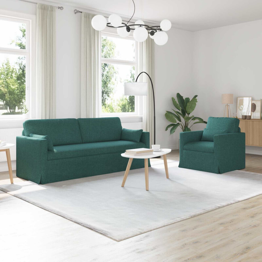 vidaXL Bankstel 2 pcs Donkergroen 198 x 78 x 80 cm Stof afbeelding 1